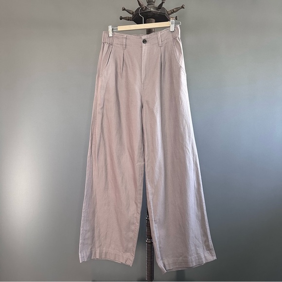 Madewell Pants - Nwot Madewell Linen Blend Mauve Wide Leg Pants Sz 4